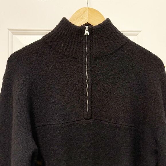 Jenni Kayne 1/2 Zip Sweater Black Size Medium Pullover Wool Blend - Picture 3 of 6